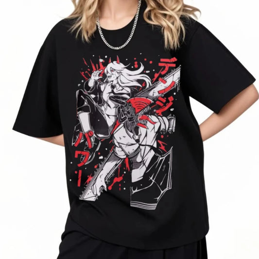 Chainsaw Man T-Shirt Anime CSM Denji Power Makima Black Shirt Soft Tee All Sizes Clothing  T-shirt for Men's and Women's Cotton